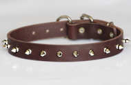 Leather Spiked Dog Collar- 1 row spikes collar for all breed