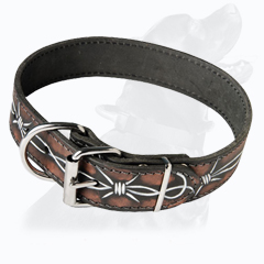 Dog Leather Collar With Exclusive Hand Made Print Dog Leather Collar With Exclusive Hand Made Print