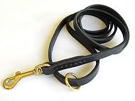 Flat Leather Leash 1/2 inch w/h solid brass for walking dogs