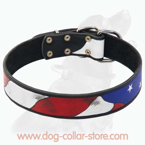 Handcrafted Leather Dog Collar Decorated With Water Resistant Painting Handcrafted Leather Dog Collar Decorated With Water Resistant Painting