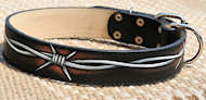 Handpainted by our artists leather best dog collar-Barbed Wire