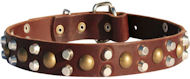 Quality Leather Dog Collar -3 Rows Leather Dog Collar-S56 (3cm)