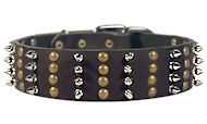 All breeds Spike Studded Collar/2 inch wide Leather Studs collar