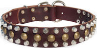 Studded Leather Dog Collar with Pyramids and Studs S56 Studded Leather Dog Collar with Pyramids and Studs S56