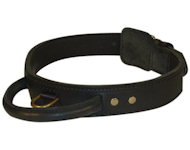 Tac-Black Leather Agitation Collar With Handle for DOG