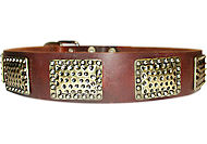 Luxury Dog Collar For All Breeds with Vintage Plates Luxury Dog Collar For All Breeds with Vintage Plates