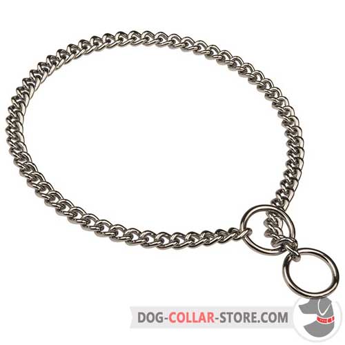 Chrome Plated Dog Choke Collar with rings