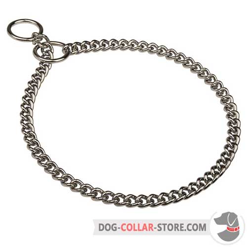 Chrome Plated Dog Choke Collar with smooth surface