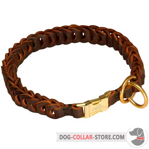 Hand Braided Leather Dog Choke Collar for Effective Training