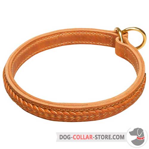 Braided Leather Dog Choke Collar for Training Sessions