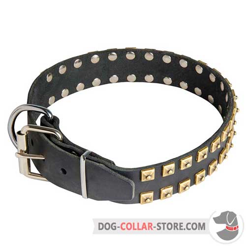 Easy Adjustable Leather Dog Collar with Buckle