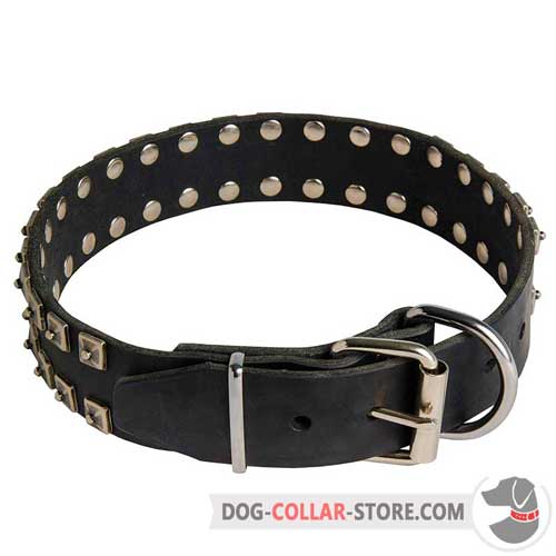 Easy Adjustable Leather Dog Collar with Buckle