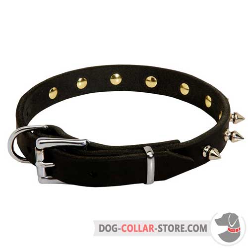 Durable Leather Dog Collar with Nickle Plated Buckle