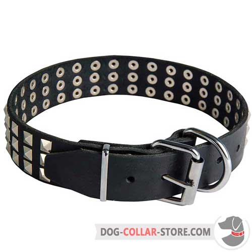 Leather Dog Collar Equipped with Nickel Plated Fittings