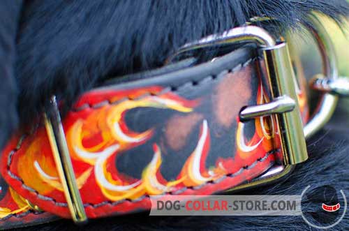Nickel Plated Fittings on Painted Leather Dog Collar