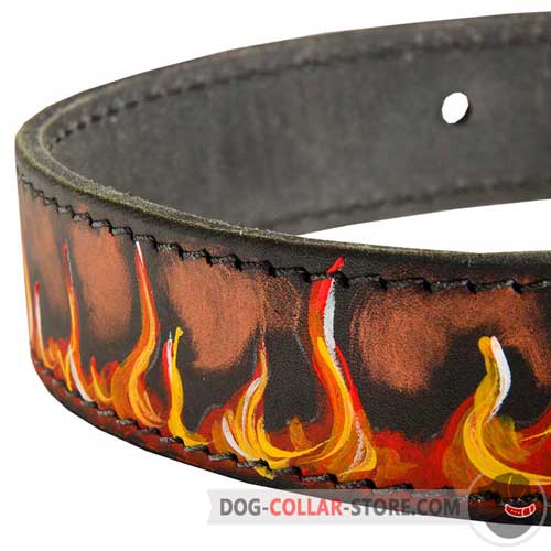 Hand Made Painting of Designer Leather Dog Collar