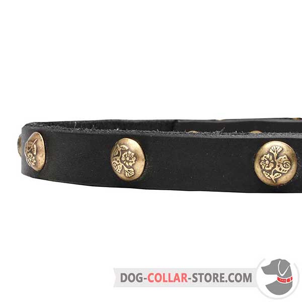 Dog Leather Collar, closer view