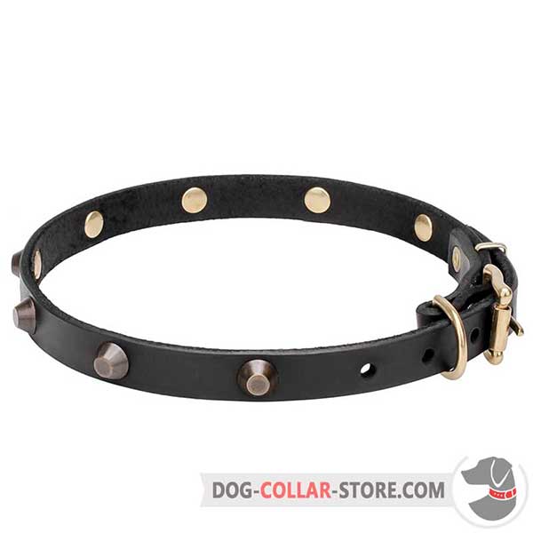 Long-Lasting Leather Dog Collar, riveted decorations