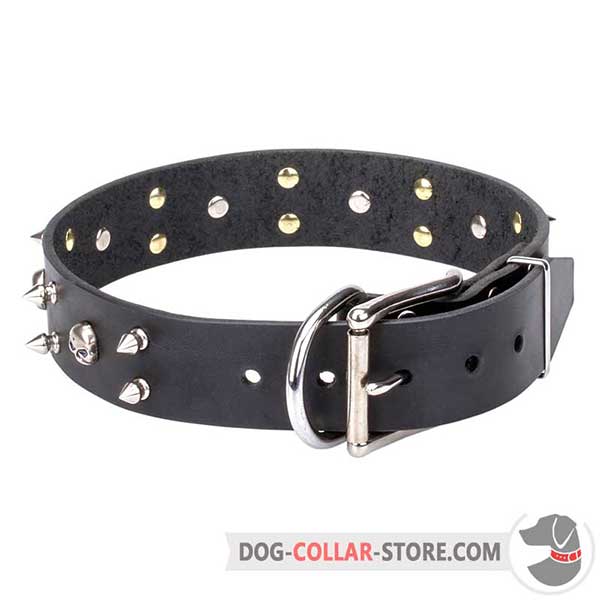 Leather Dog Collar made in black