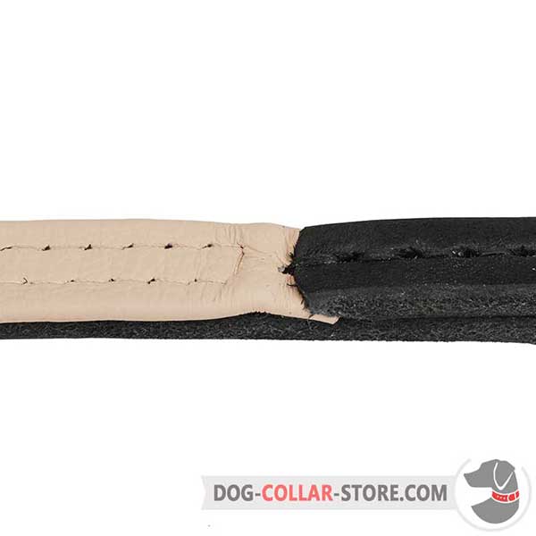 Dog Choke Collar: strongly stitched 2 plies of leather