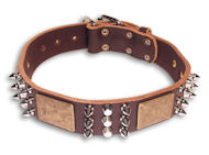 Leather Spiked Brown collar 26'' /26 inch dog collar-C86