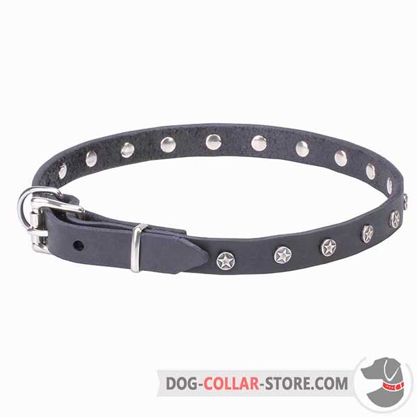 Dog Leather Collar, rustproof decorations + strong leather