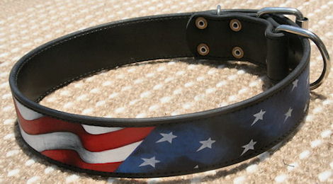 Best design leather collar- Hand painted  leather dog collar USA for dog training or for dog owners