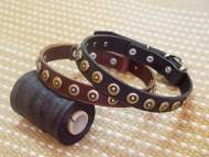 Gorgeous Wide Leather Dog Collar With Doted Circles Gorgeous Wide Leather Dog Collar With Doted Circles