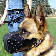 Leather dog muzzle ''''Dondi'''' style For German Shepherd Dog