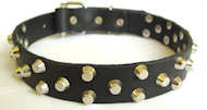 Leather dog collar Small pyramids/studs 3 rows - c37