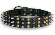 Black Spike & Stud Leather collar 25'' /25 inch dog collar- S59