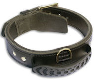 2 ply leather agitation dog collar with handle - TRAINING COLLAR