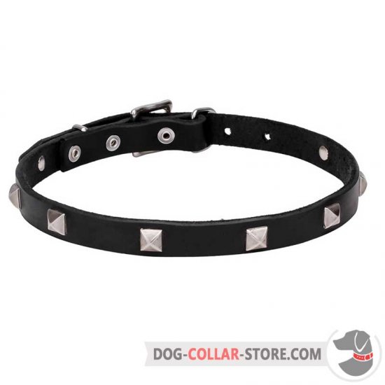 'A La Mode' Leather Dog Collar with Pyramidal Studs
