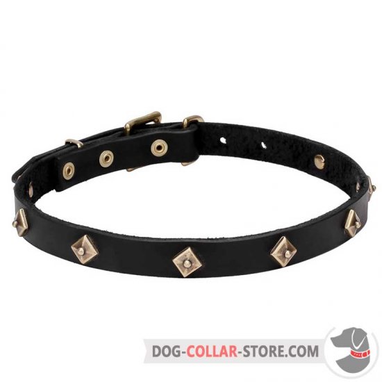 'Rhombi' Leather Dog Walking Collar