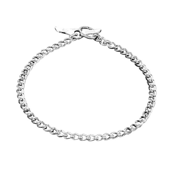 Chrome Plated Short Link Dog Collar with Round Links and Toggle - 2.0 mm - Herm Sprenger