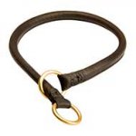 1/2 inch (12 mm) Training Rounded Leather Dog Choke Collar