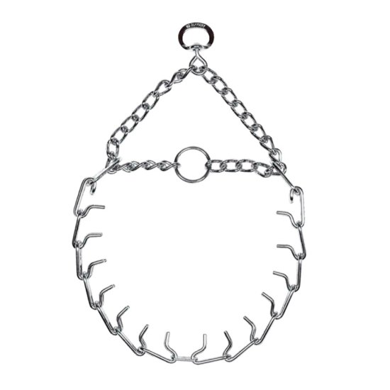 ULTRA-PLUS Chrome Plated Prong Collar with Center-Plate, Assembly Chain, Swivel (3.0 mm x 20 in / 50 cm) Herm Sprenger