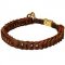 Hand Braided Leather Dog Choke Collar with Quick Release Buckle