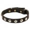 Elegant Leather Dog Collar With Half-Ball Nickel Studs
