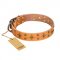 'Top-Flight' FDT Artisan Adorned Tan Leather Dog Collar
