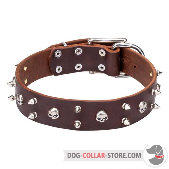 'Blackbears' Decorative Leather Dog Collar