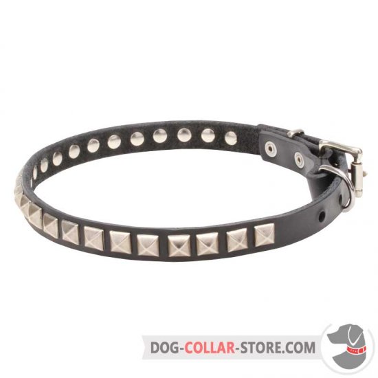 'King Studs' Leather Dog Collar with Decorative Pyramids