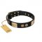"Moon of Dreams" Black FDT Artisan Leather dog Collar with Plates and Conchos