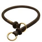 Rolled Silent Training Leather Choke Dog Collar