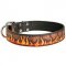 Extremely Stylish Leather Dog Collar with Hand Painted Flames
