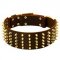 Extra Wide Leather Dog Collar with 5 Rows of Spikes