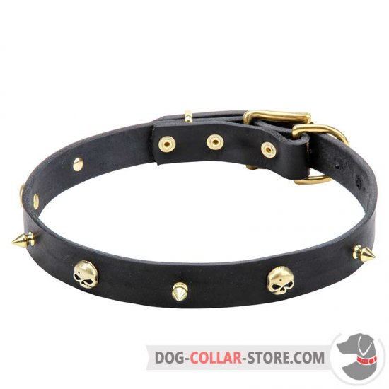 'Rock the Goth' Pure Leather Dog Collar