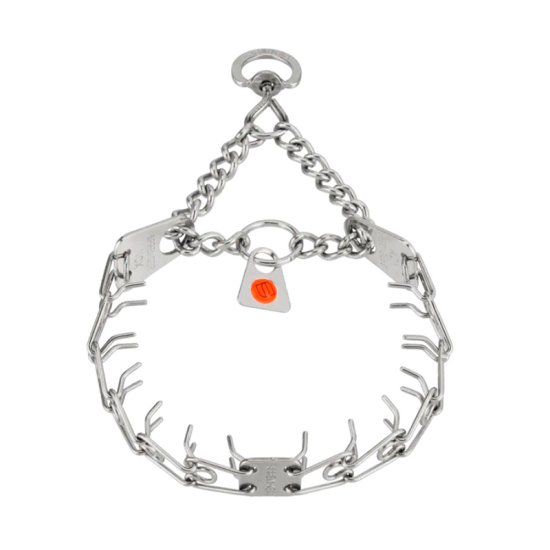 MICRO-PLUS Stainless Steel Training Prong Collar with Center-Plate, Assembly Chain and Swivel (1.5 mm x 13 inches) Herm Sprenger