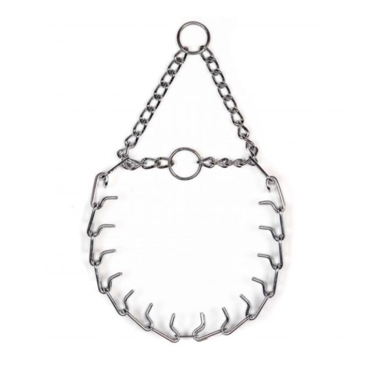 ULTRA-PLUS Chrome Plated Prong Collar with Center-Plate, 2 O-rings and Assembly Chain (3.0 mm x 20 in / 50 cm) Herm Sprenger