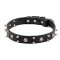 'Jolly Roger' Genuine Leather Dog Collar with Skulls and Spikes